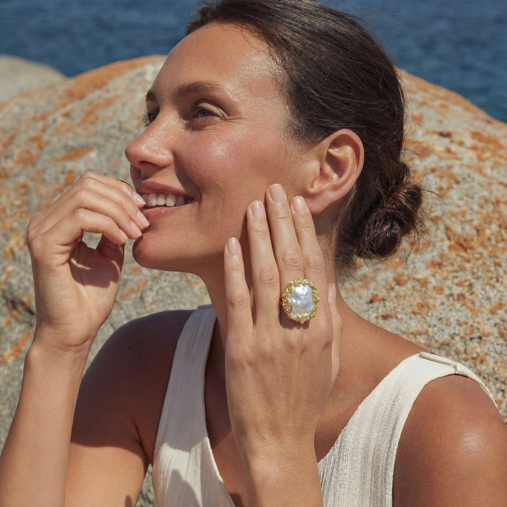 Baroque Pearl Crown Ring